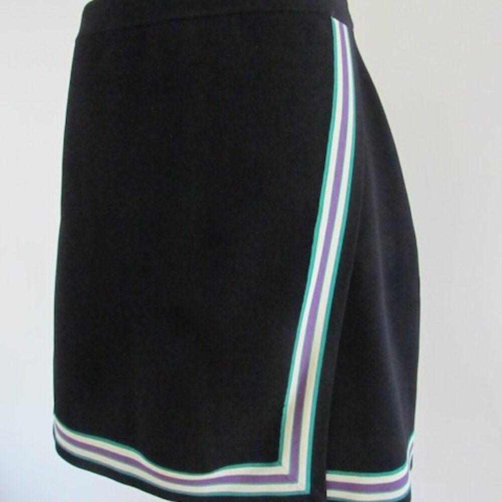 Sandro Paris Elodie Striped Crossover Skirt Noir Stripe Sz M = 2 - Picture 6 of 16